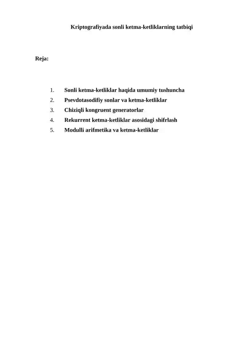 Kriptografiyada sonli ketma-ketliklarning tatbiqi 1