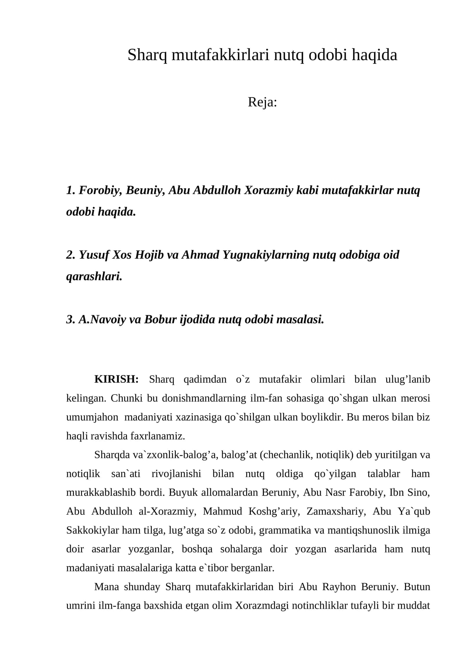 Sharq mutafakkirlari nutq odobi haqida 1