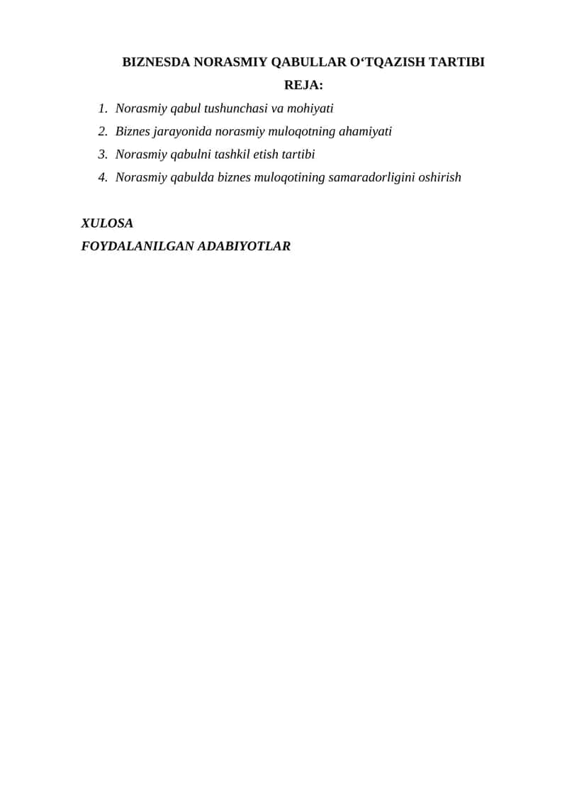 BIZNESDA NORASMIY QABULLAR O‘TQAZISH TARTIBI 1