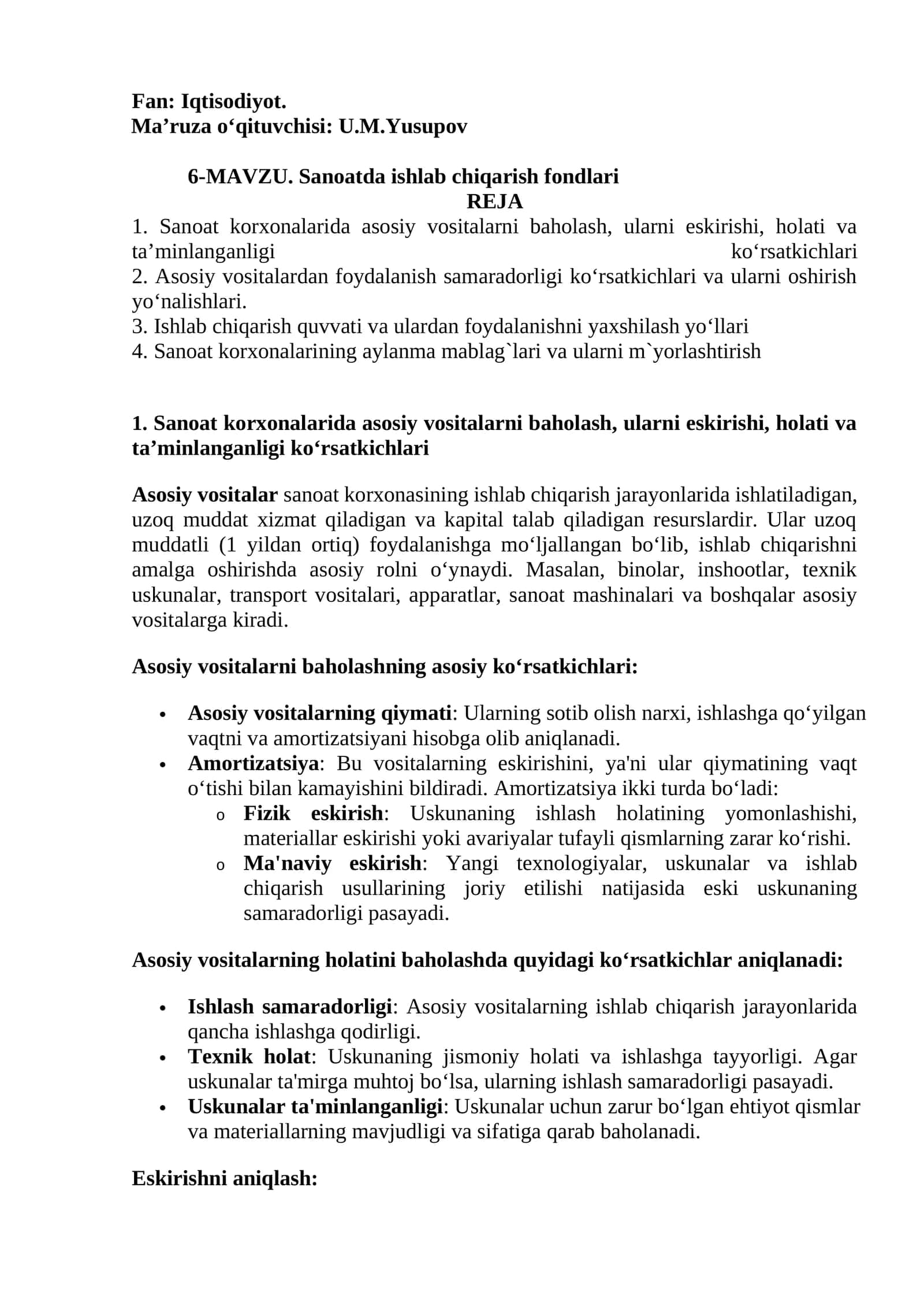 Sanoatda ishlab chiqarish fondlari 1