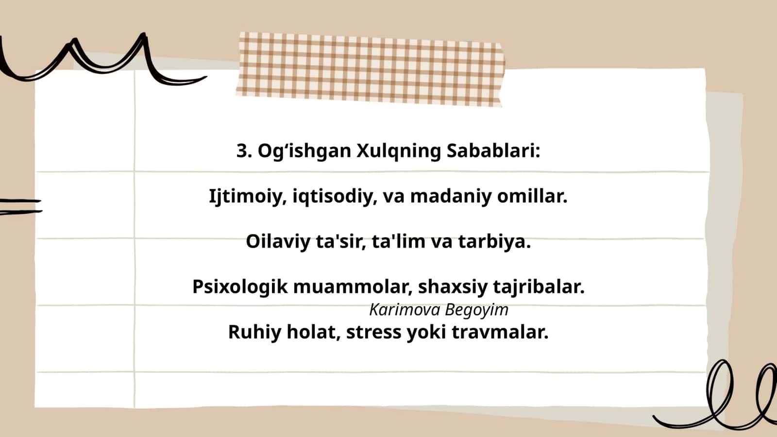 Og‘ishgan Xulqning Sabablari 1