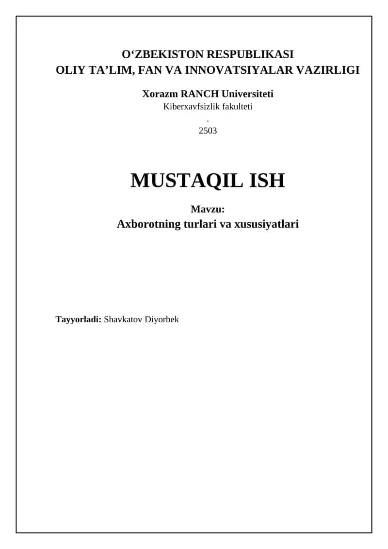 Axborotning turlari va xususiyatlari 1