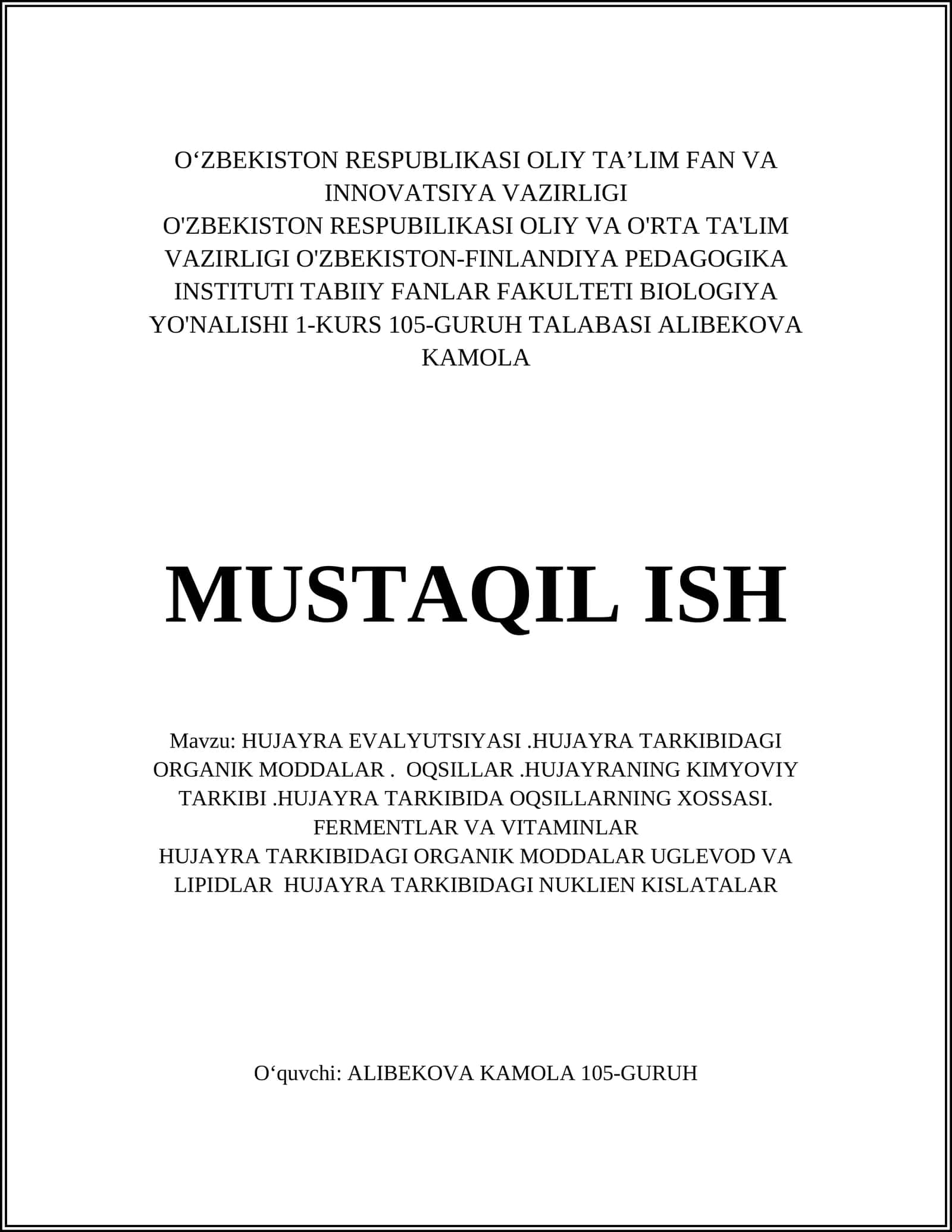 Hujayra evolyutsiyasi 1