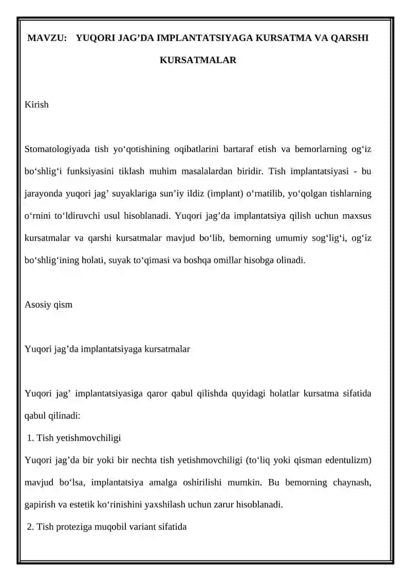 Tish Implantatsiyasi