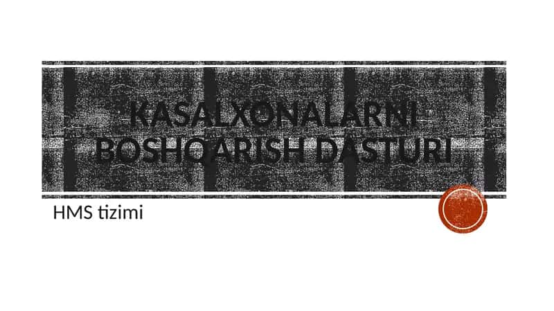 Kasalxonalarni boshqarish dasturi 1