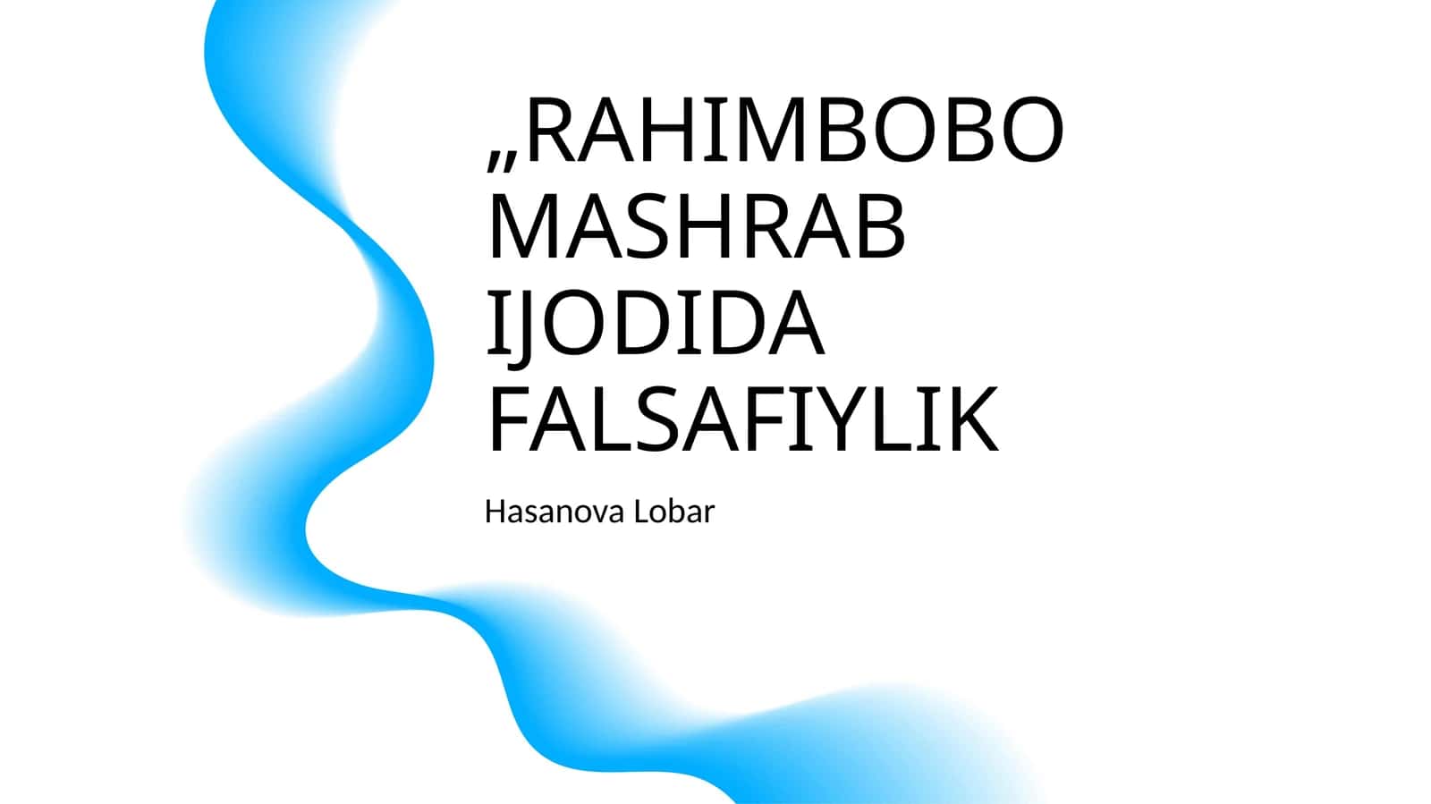 Rahimbobo Mashrab Ijodida Falsafiylik 1