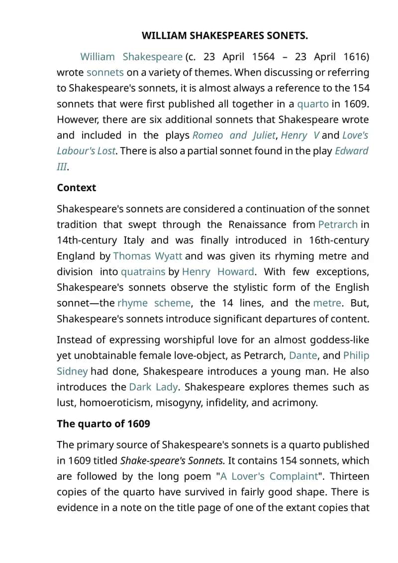 WILLIAM SHAKESPEARES SONETS. 1
