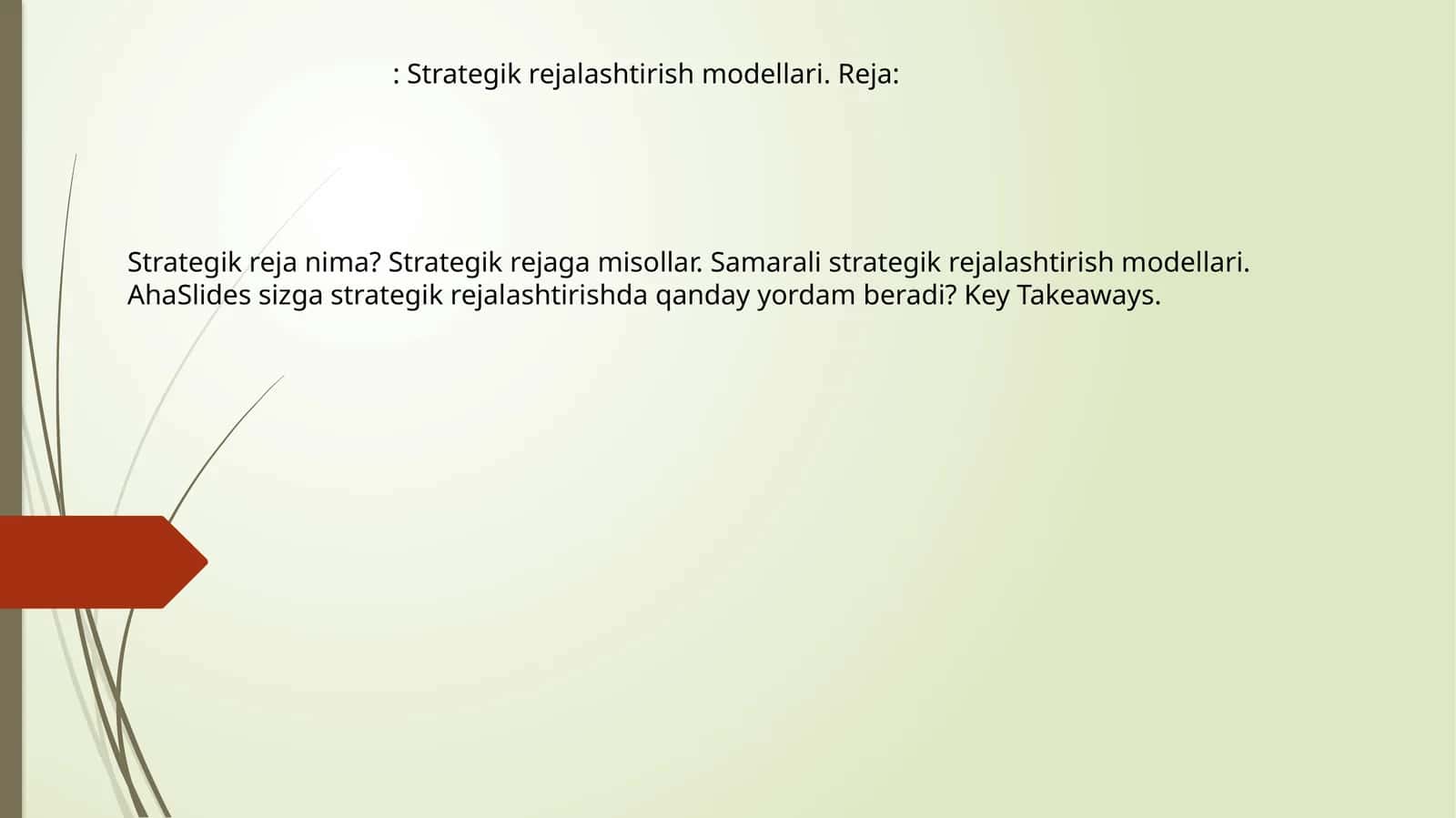 Strategik rejalashtirish modellari 1
