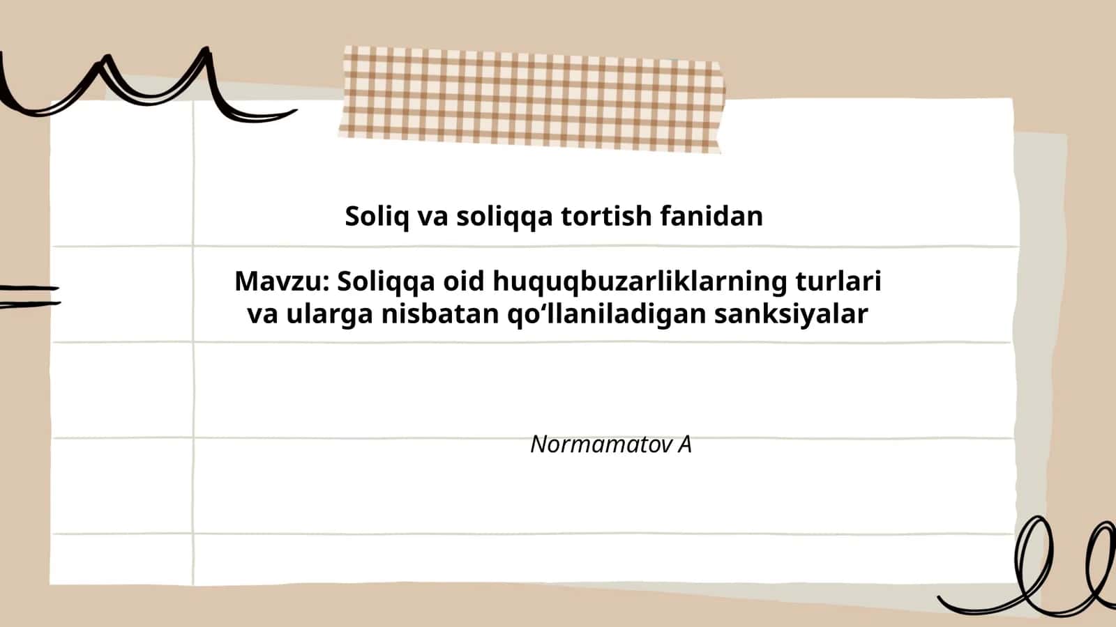 Soliq va soliqqa tortish fanidan 1