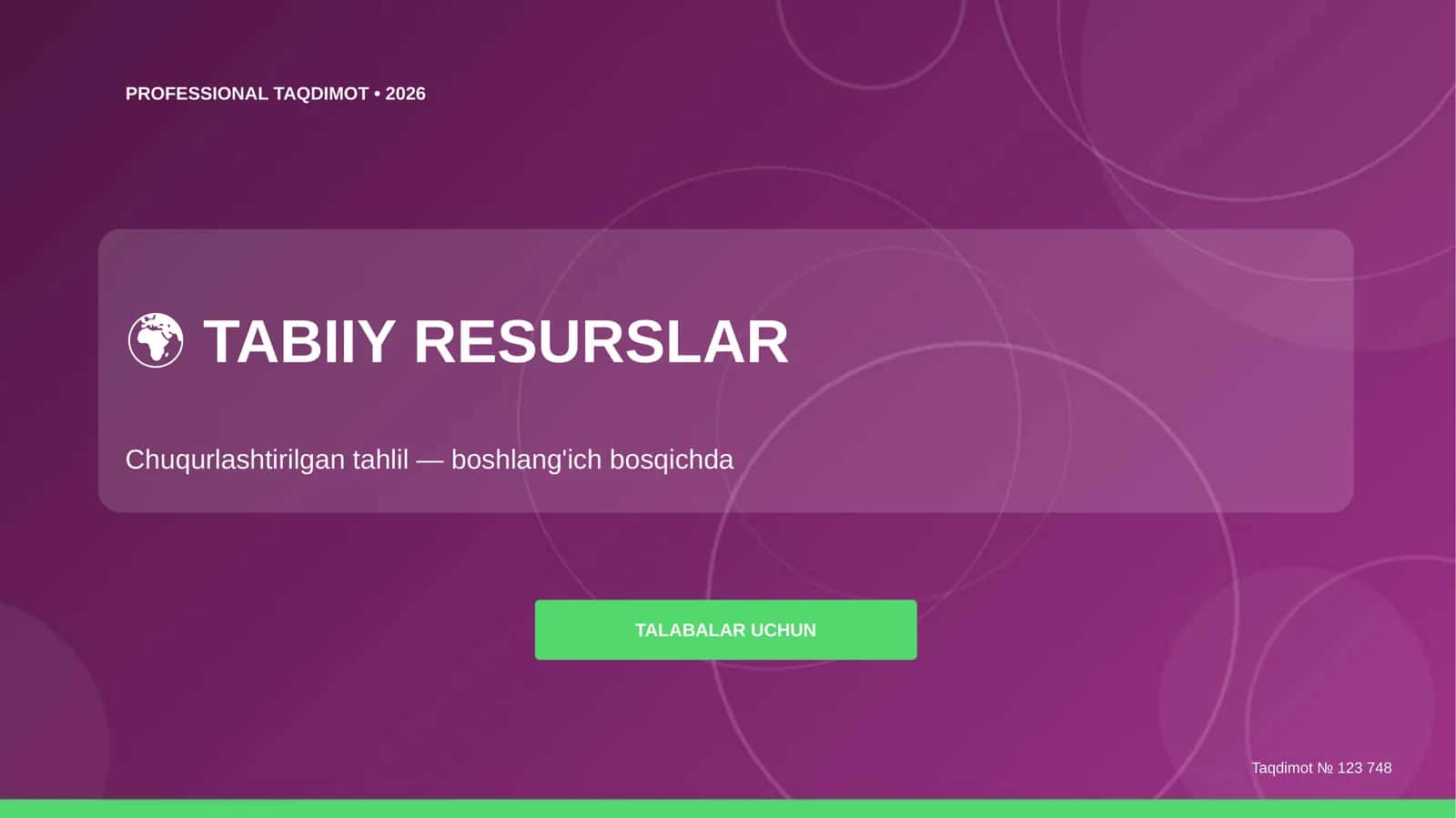 Tabiiy Resurslar: Chuqurlashtirilgan Tahlil 1