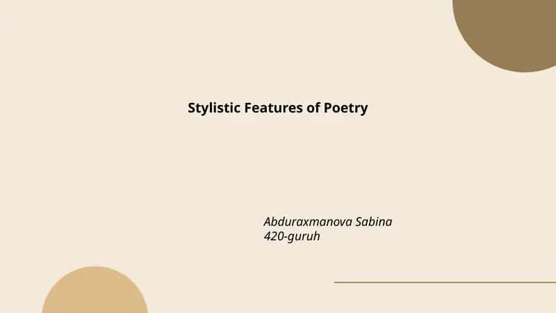 Stylistic Features of Poetry 1