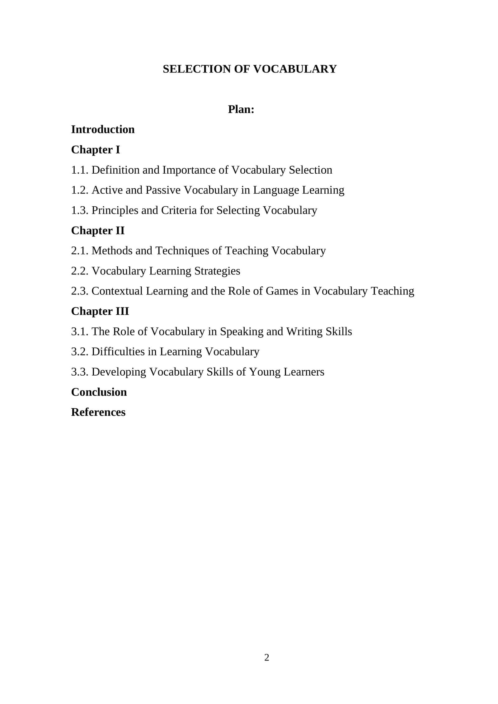 Vocabulary Selection 1