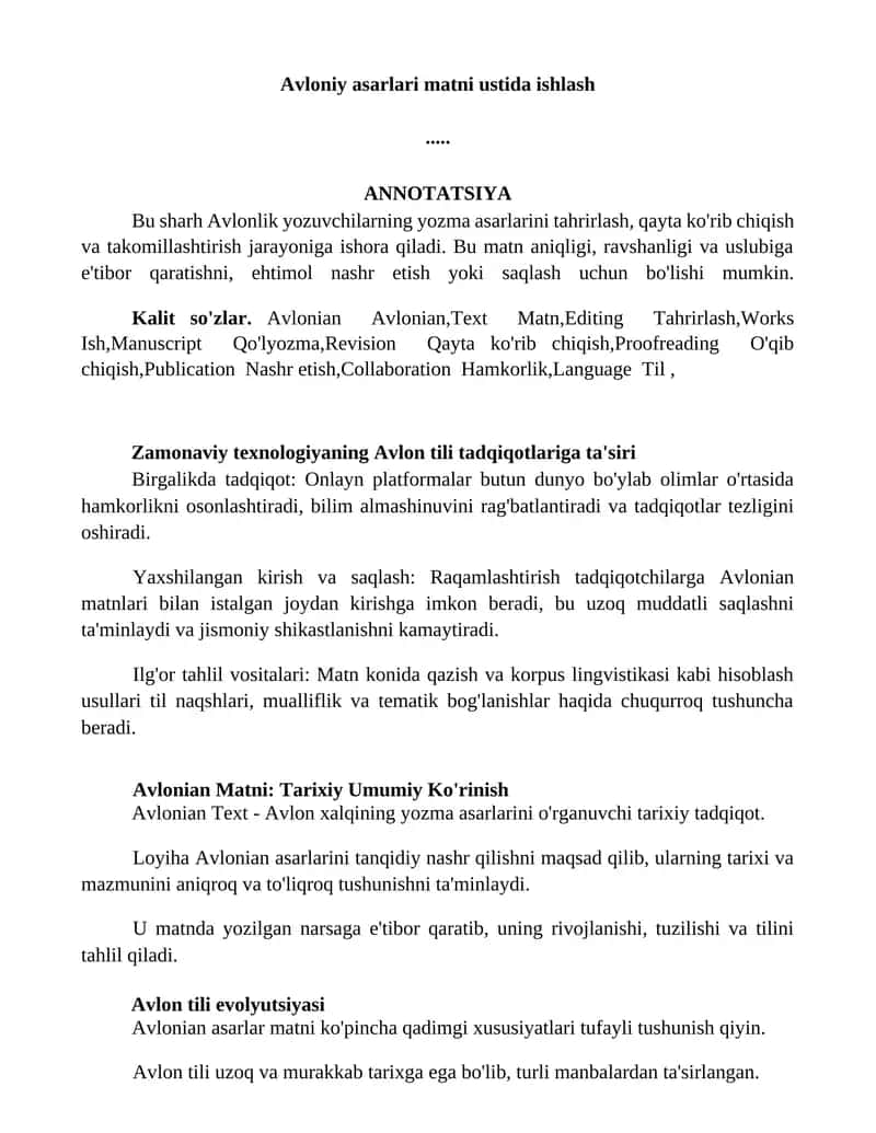 Avloniy asarlari matni ustida ishlash 1