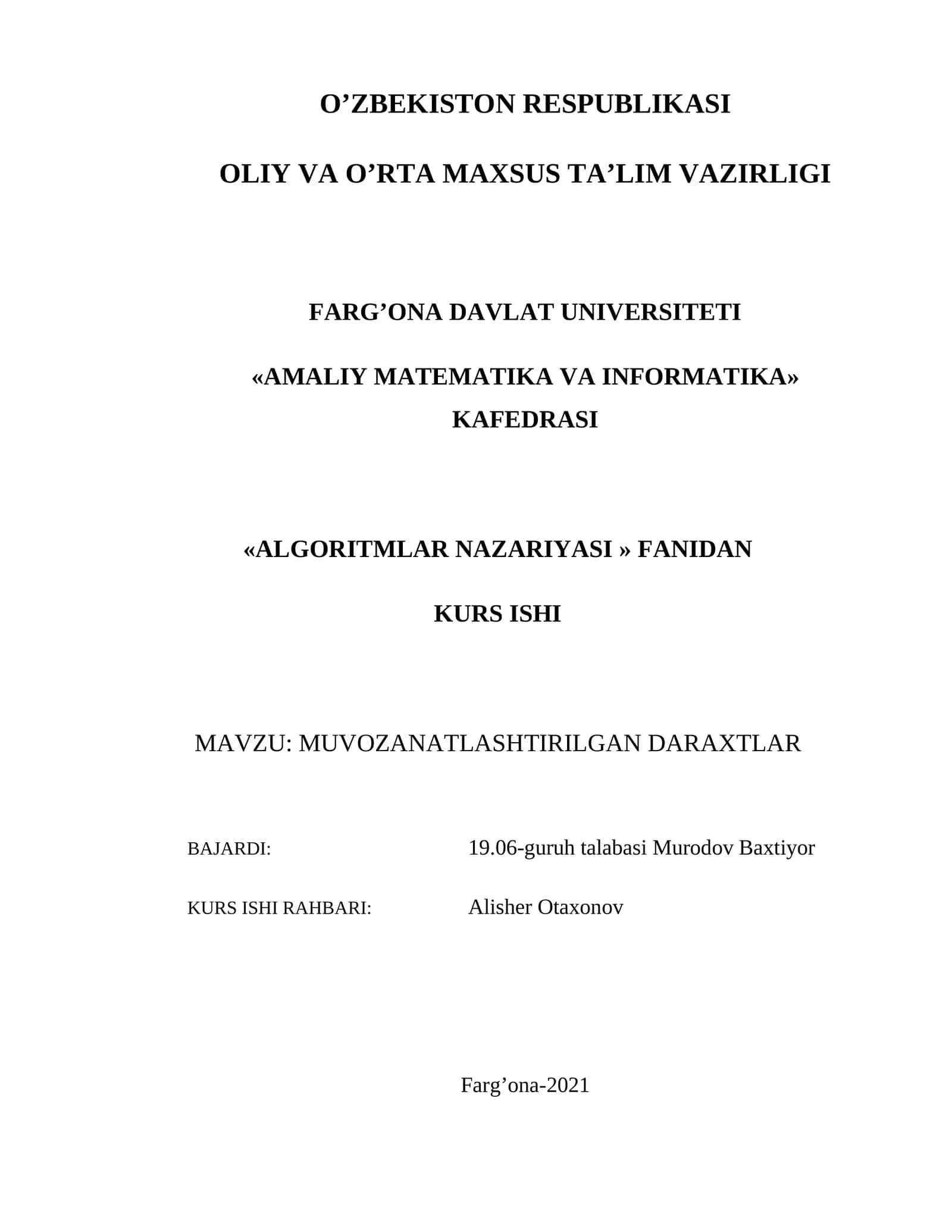 MUVOZANATLASHTIRILGAN DARAXTLAR 1