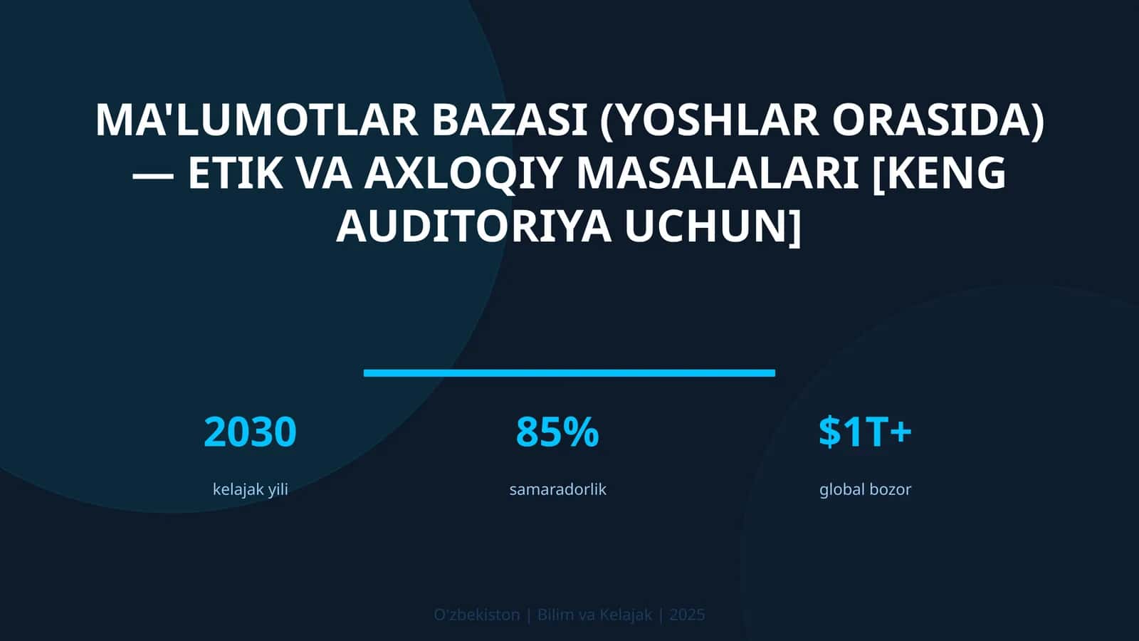 MA'LUMOTLAR BAZASI (YOSHLAR ORASIDA) — ETIK VA AXLOQIY MASALALARI [KENG AUDITORIYA UCHUN] 1