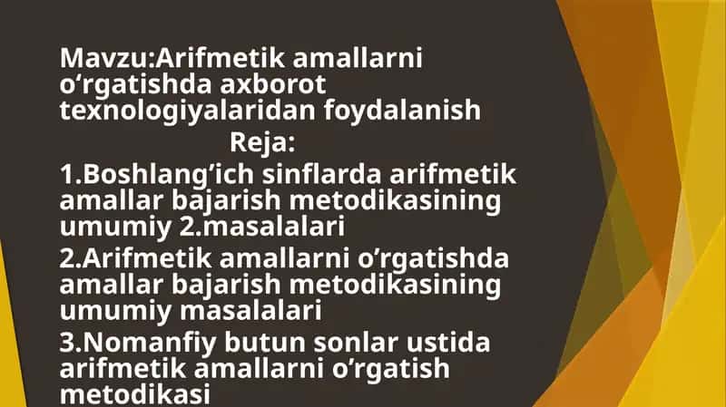 Arifmetik amallarni oʻrgatishda axborot texnologiyalaridan foydalanish 1