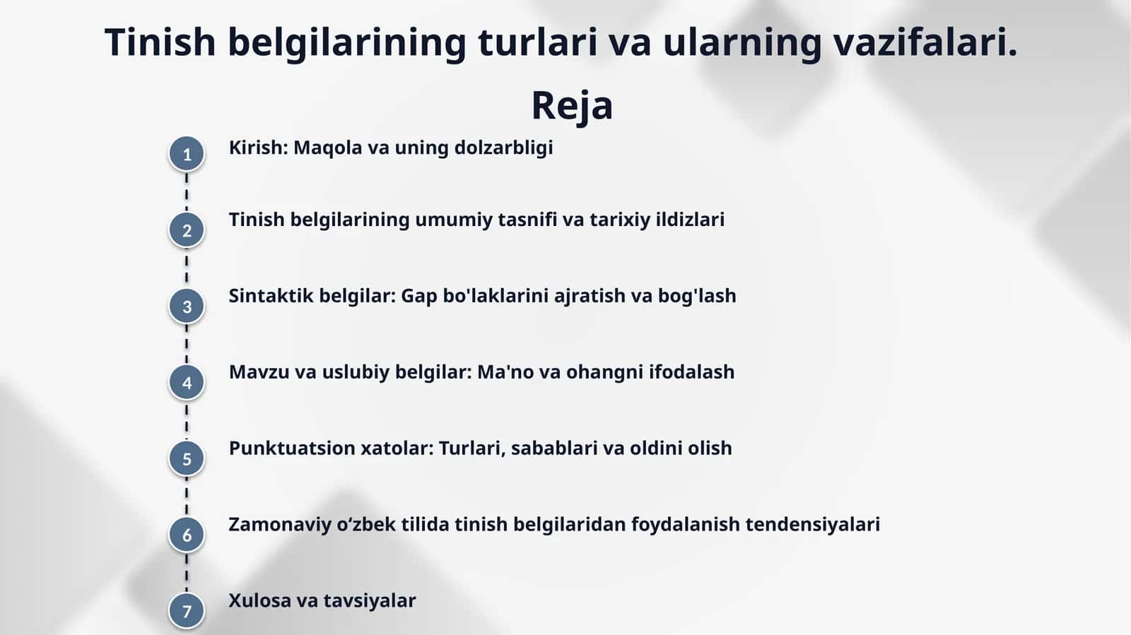 Tinish belgilar va ularning ahamiyati 1