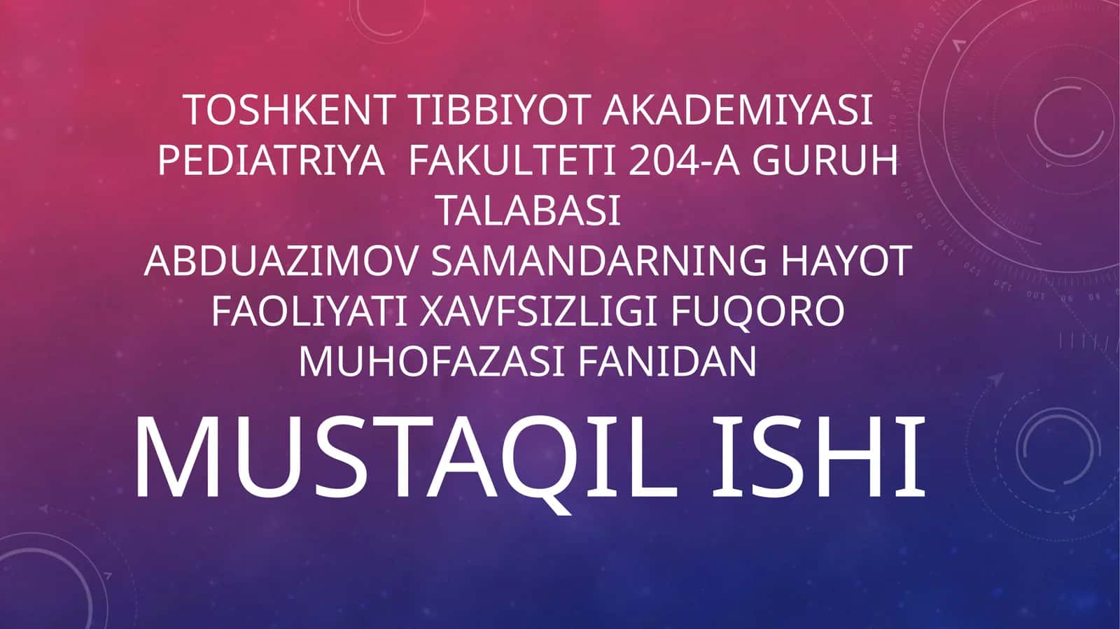 Abduazimov Samandarning hayot faoliyati xavfsizligi 1