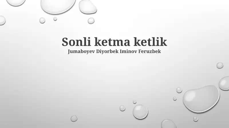 Sonli ketma ketlik 1