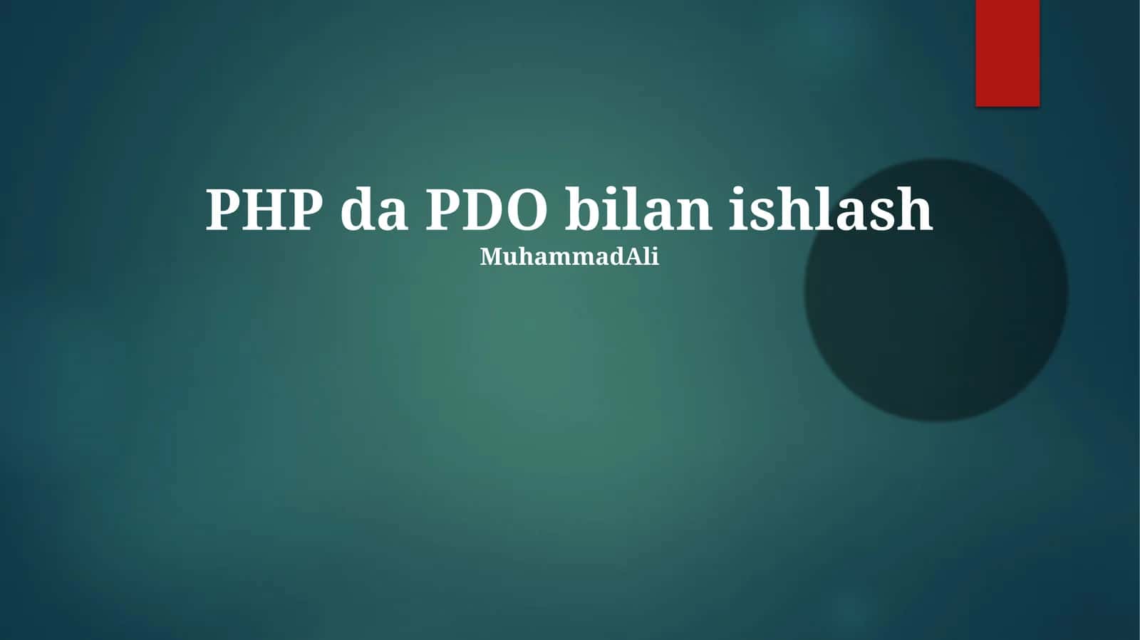 PDO bilan ishlash 1