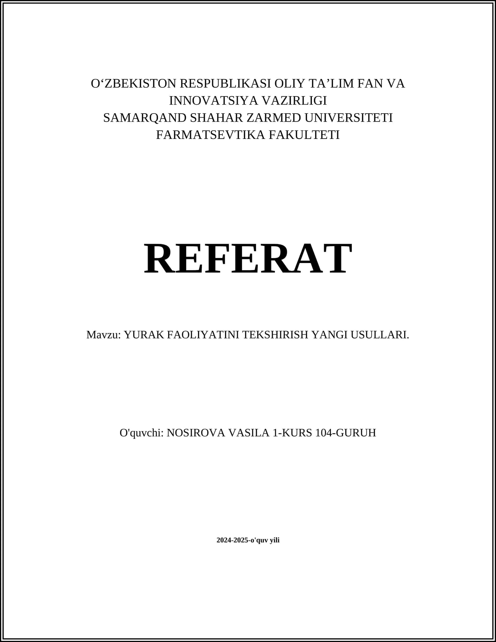 YURAK FAOLIYATINI TEKSHIRISH YANGI USULLARI 1