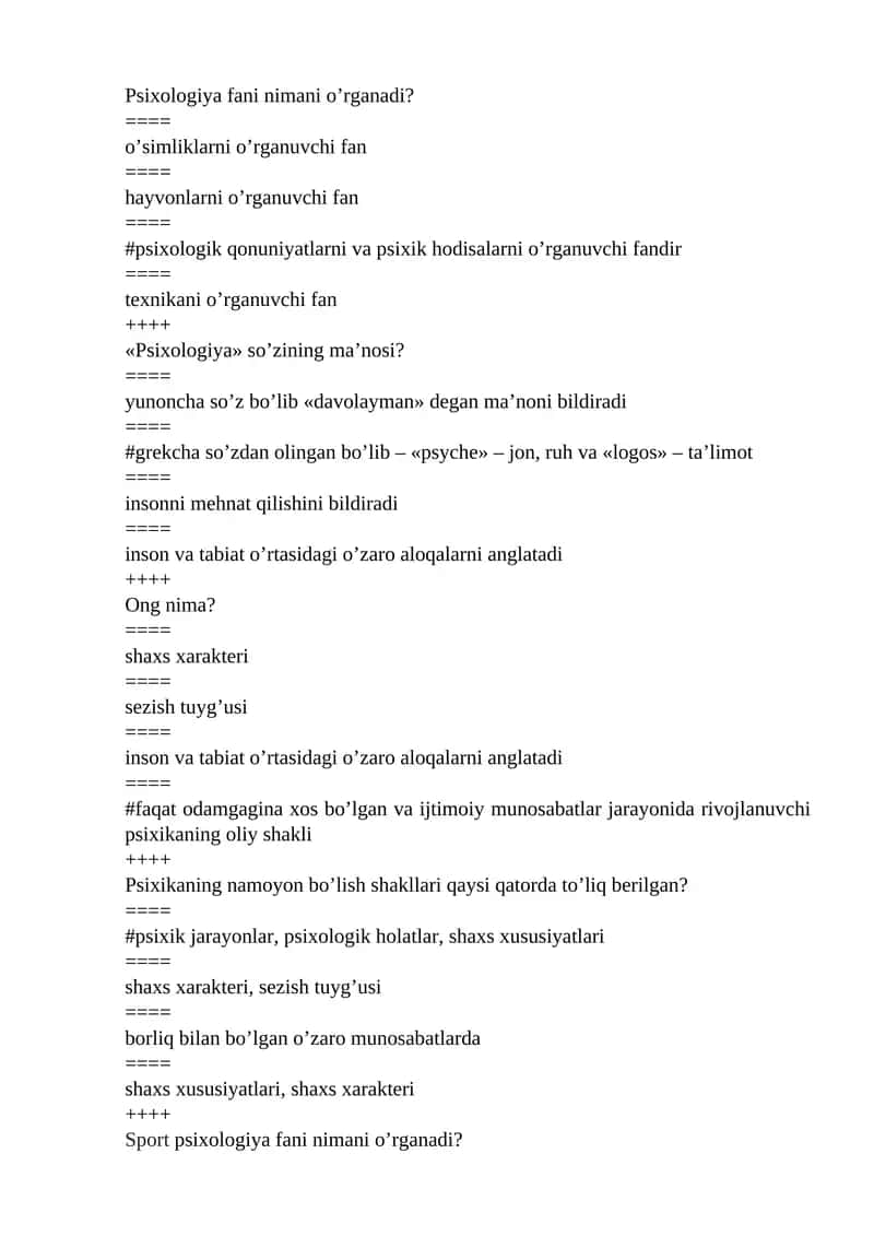 Psixologiya fani nimani o’rganadi? 1
