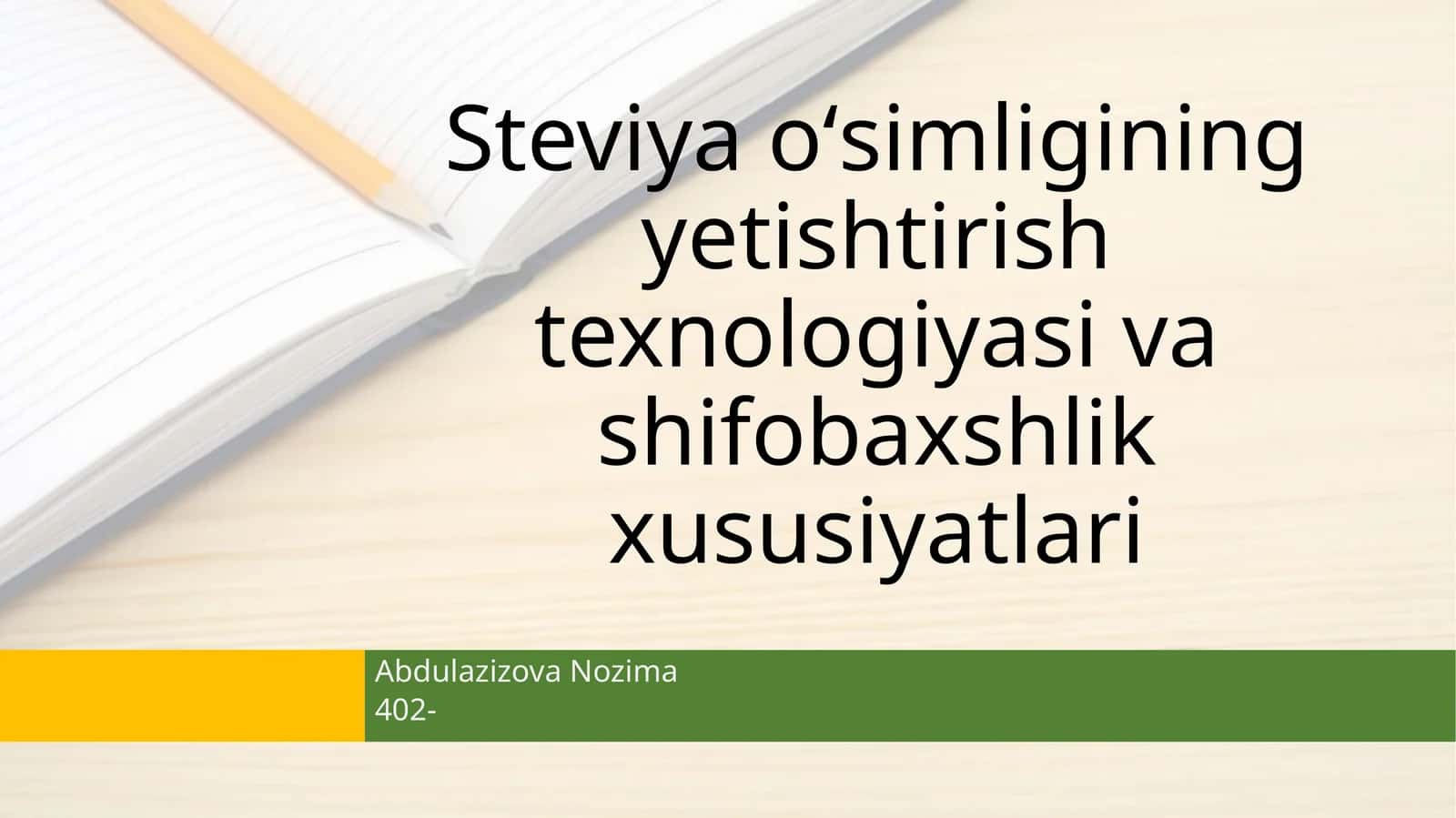 Steviya oʻsimligining yetishtirish texnologiyasi va shifobaxshlik xususiyatlari 1