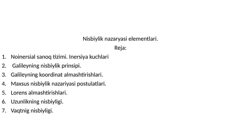 Noinersial sanoq tizimi 1