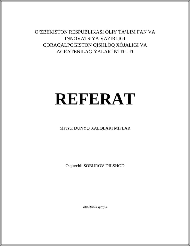 DUNYO XALQLARI MIFLAR 1