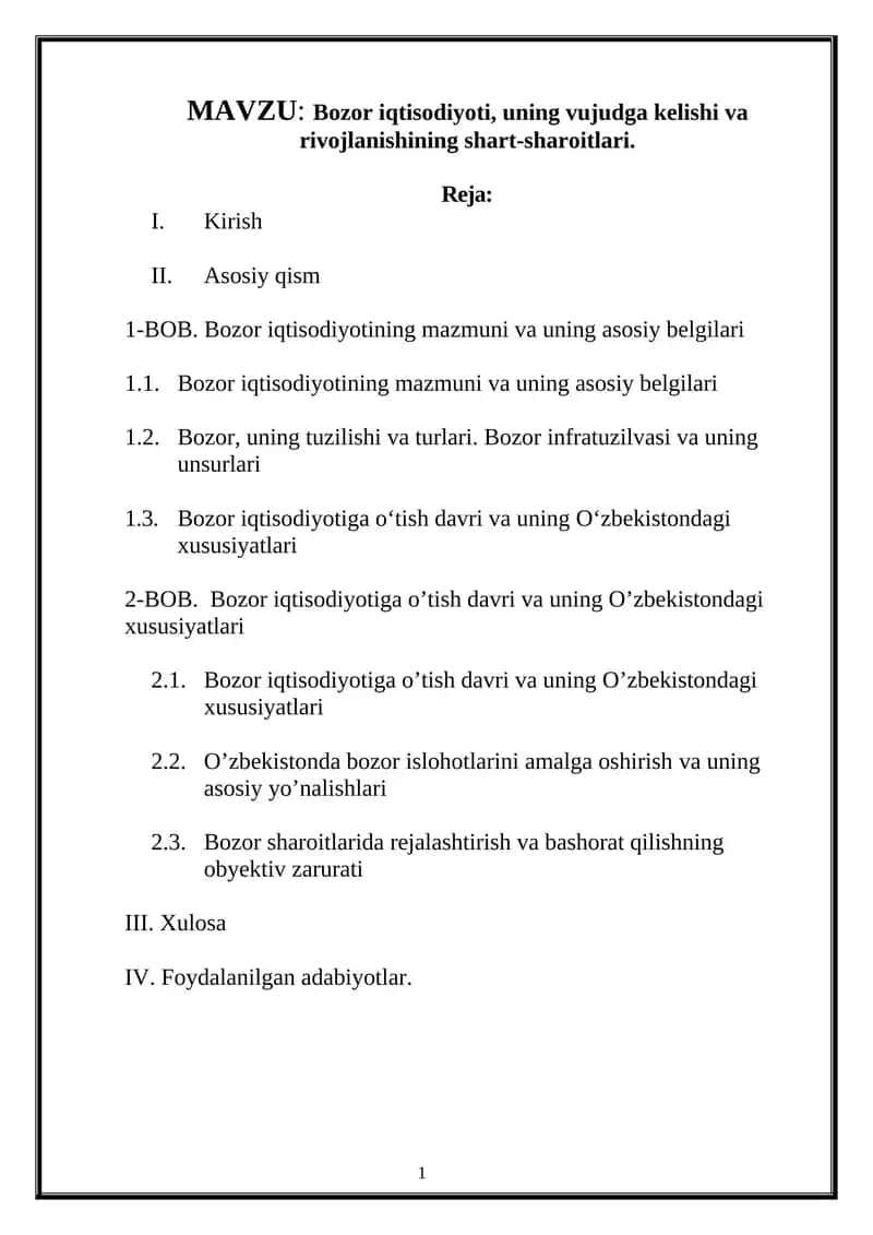 Bozor iqtisodiyoti 1