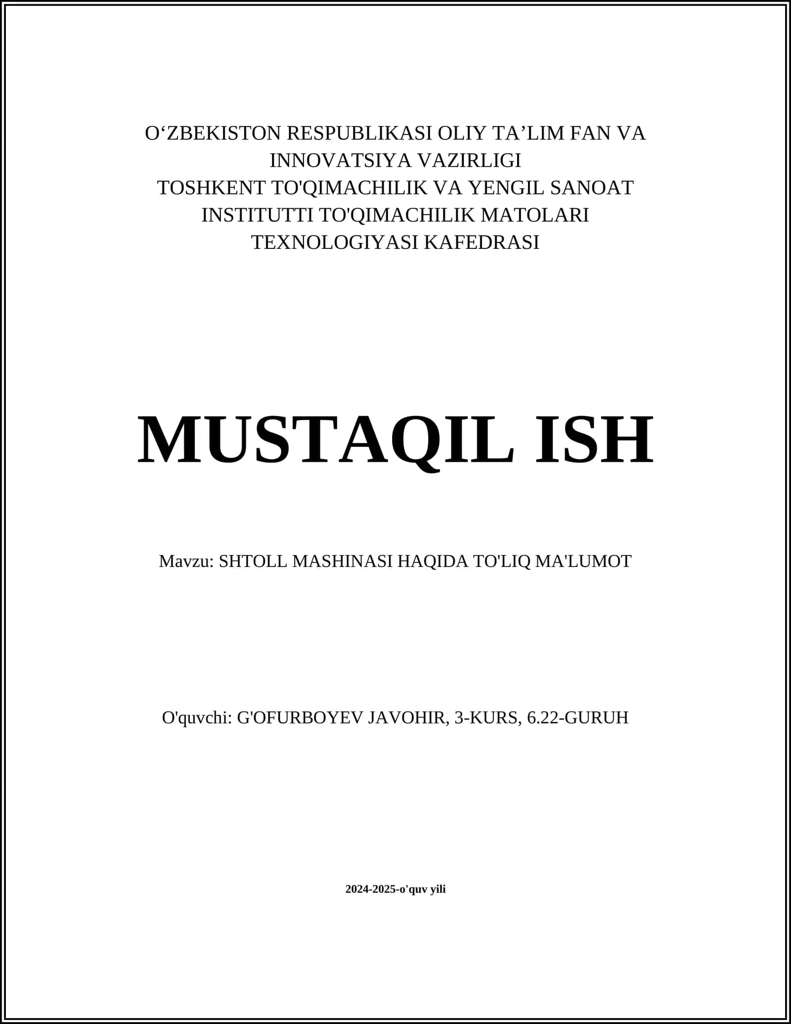 SHTOLL MASHINASI HAQIDA TO'LIQ MA'LUMOT 1
