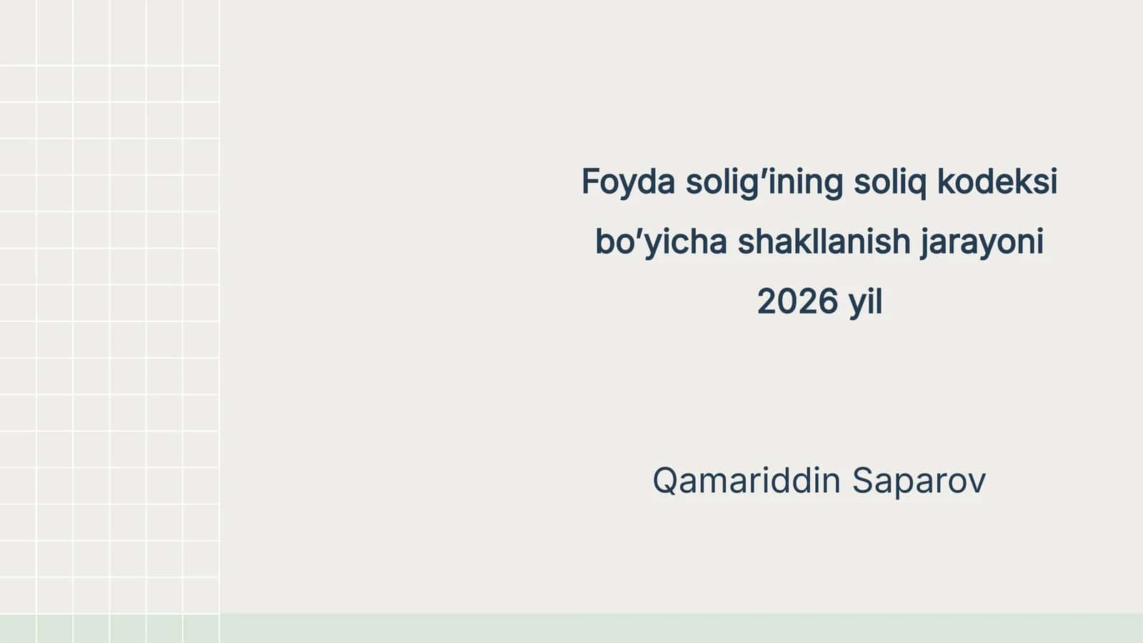 Foyda soligʼi bo'yicha shakllanish jarayoni 2026 yil 1
