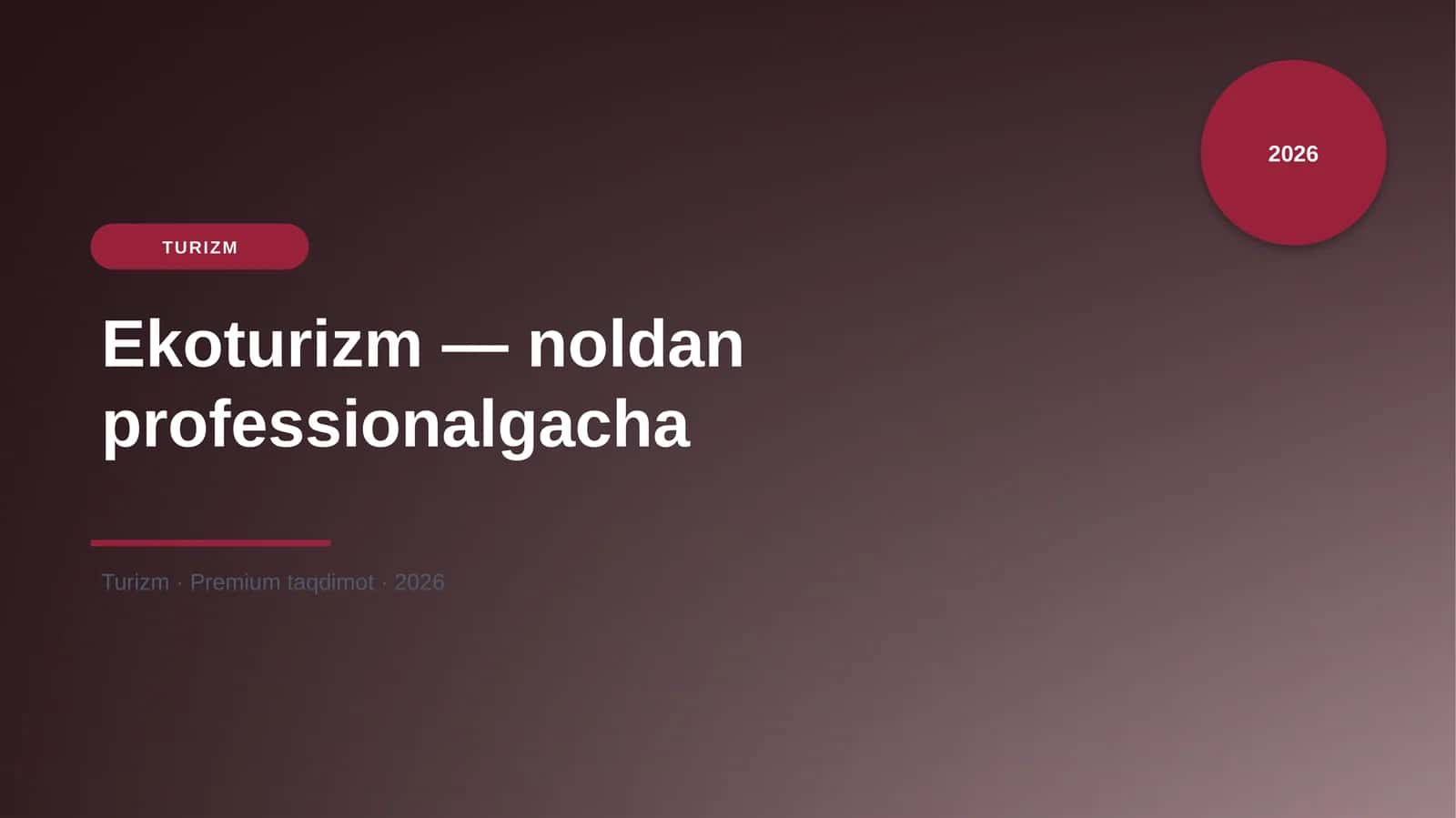 Ekoturizm — noldan professionalgacha 1