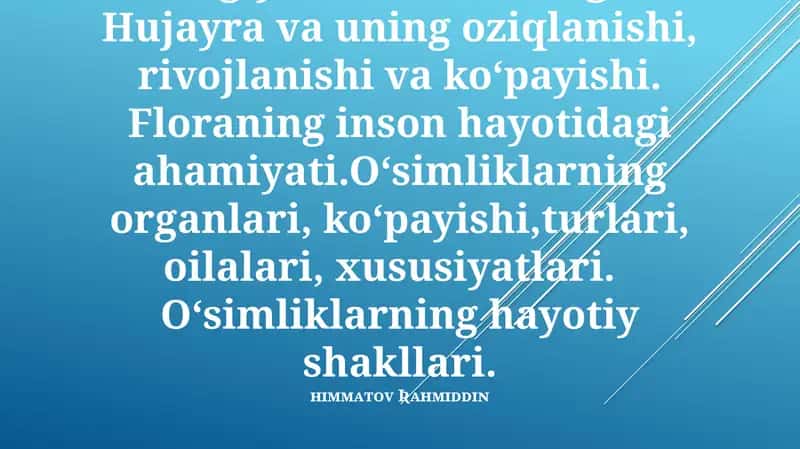 O'simlik Anatomiyasi va Fiziologiyasi: Hayotning Qurilish Blokları 1