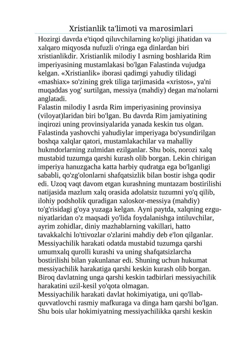 Xristianlik ta'limoti va marosimlari 1