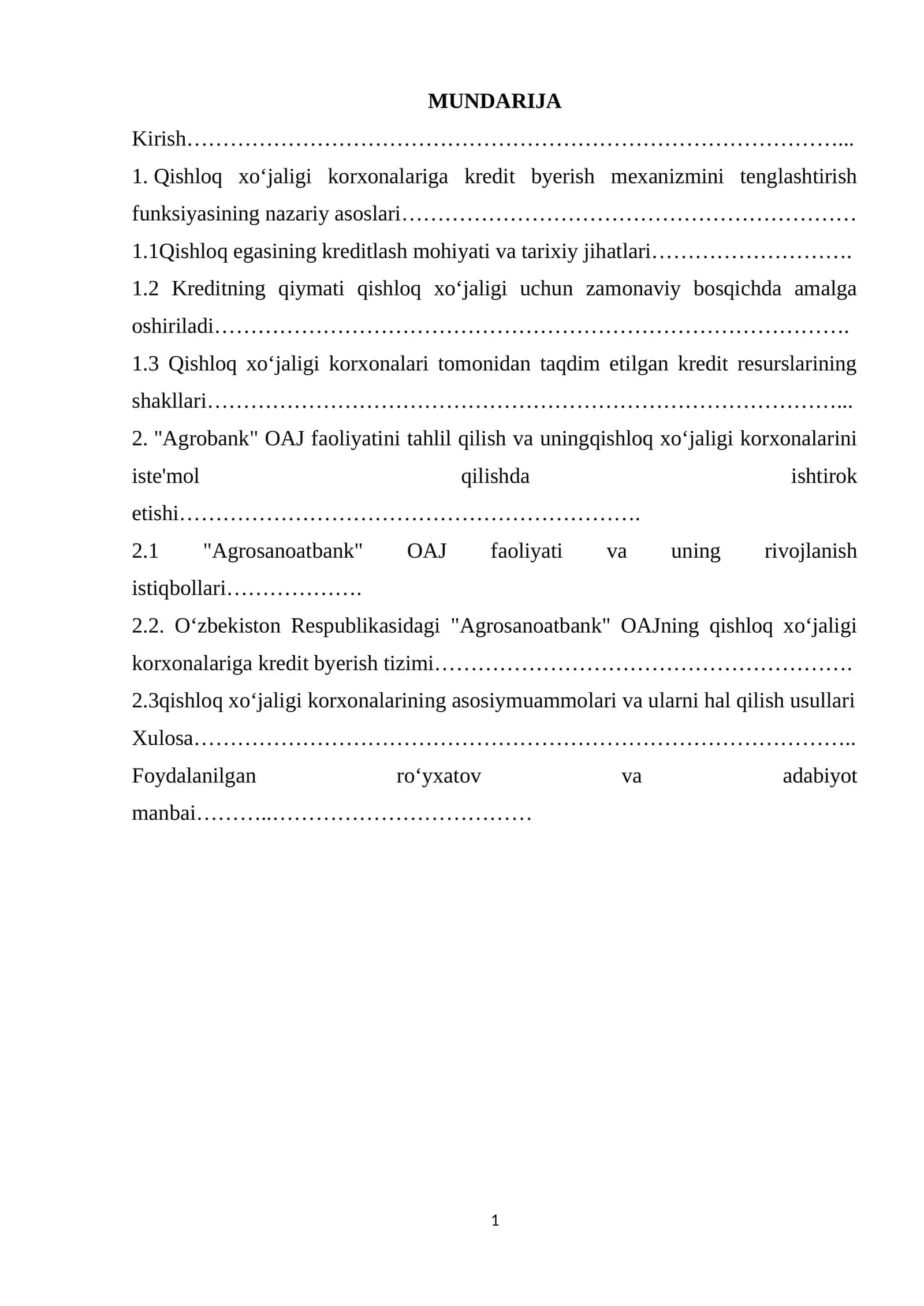 Qishloq xo‘jaligi korxonalariga kredit byerish mexanizmini tenglashtirish funksiyasining nazariy asoslari.docx 1
