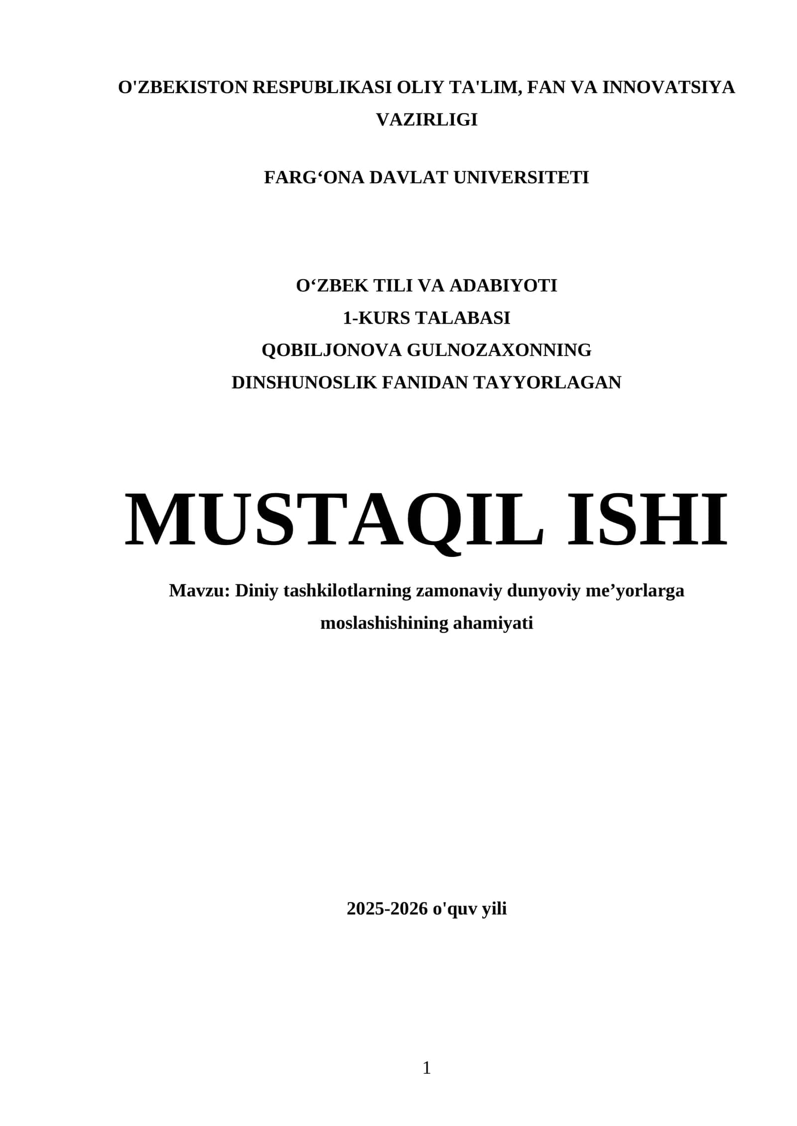Diniy tashkilotlarning zamonaviy dunyoviy meʼyorlarga moslashishining ahamiyati 1
