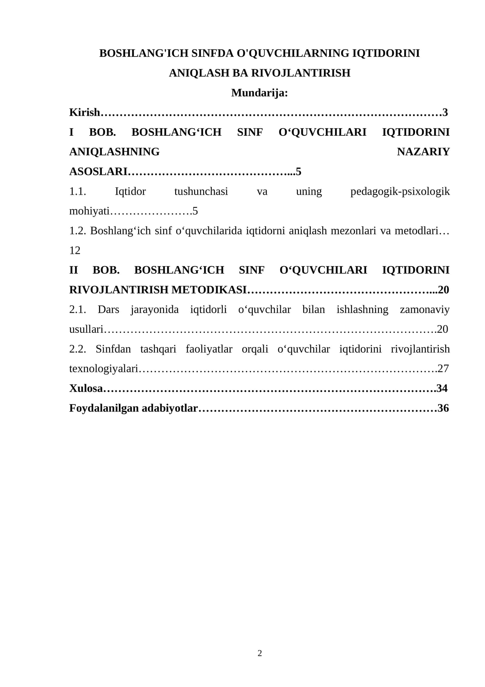 BOSHLANG'ICH SINFDA O'QUVCHILARNING IQTIDORINI ANIQLASH BA RIVOJLANTIRISH 1