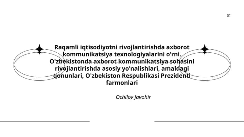 Raqamli iqtisodiyotni rivojlantirishda axborot kommunikatsiya texnologiyalarini o'rni 1