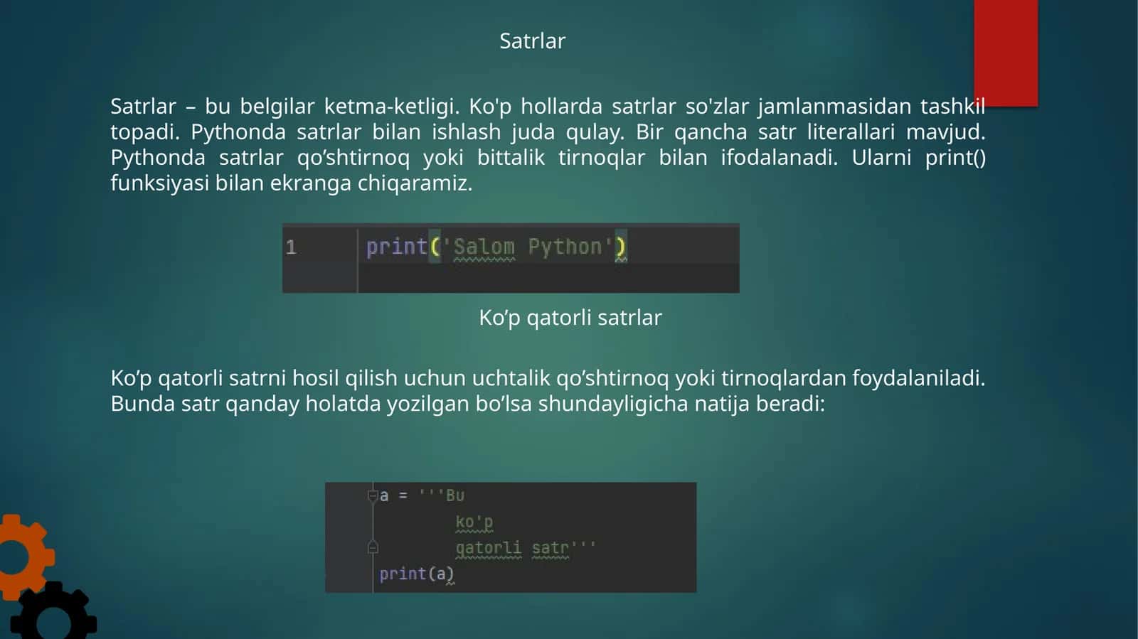 Ko’p qatorli satrlar 1