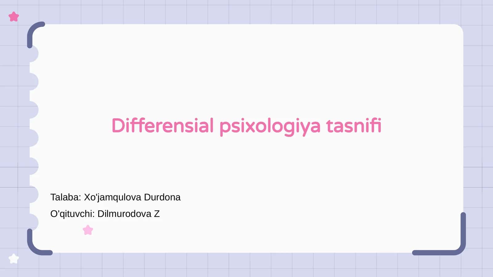 Differensial psixologiya tasnifi 1