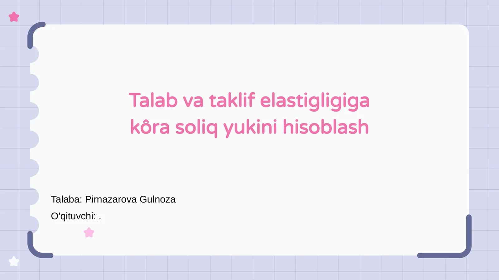 Talab va taklif elastigligiga kôra soliq yukini hisoblash 1