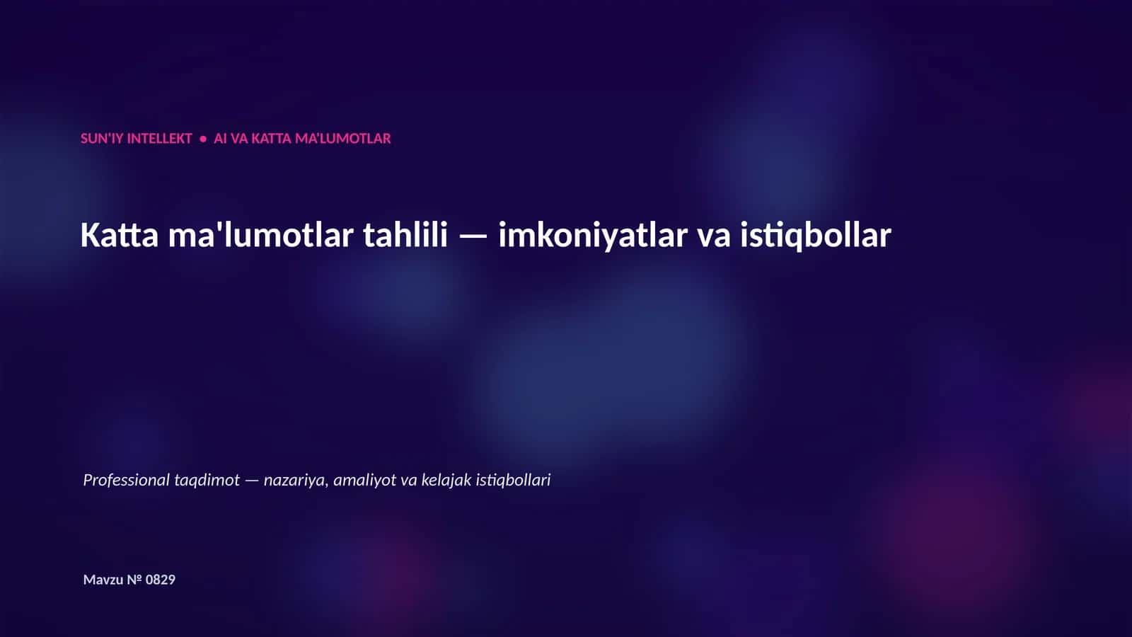 Katta Ma'lumotlar va AI 1