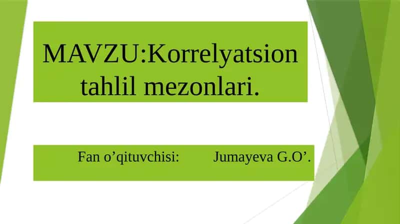 Korrelyatsion tahlil mezonlari 1