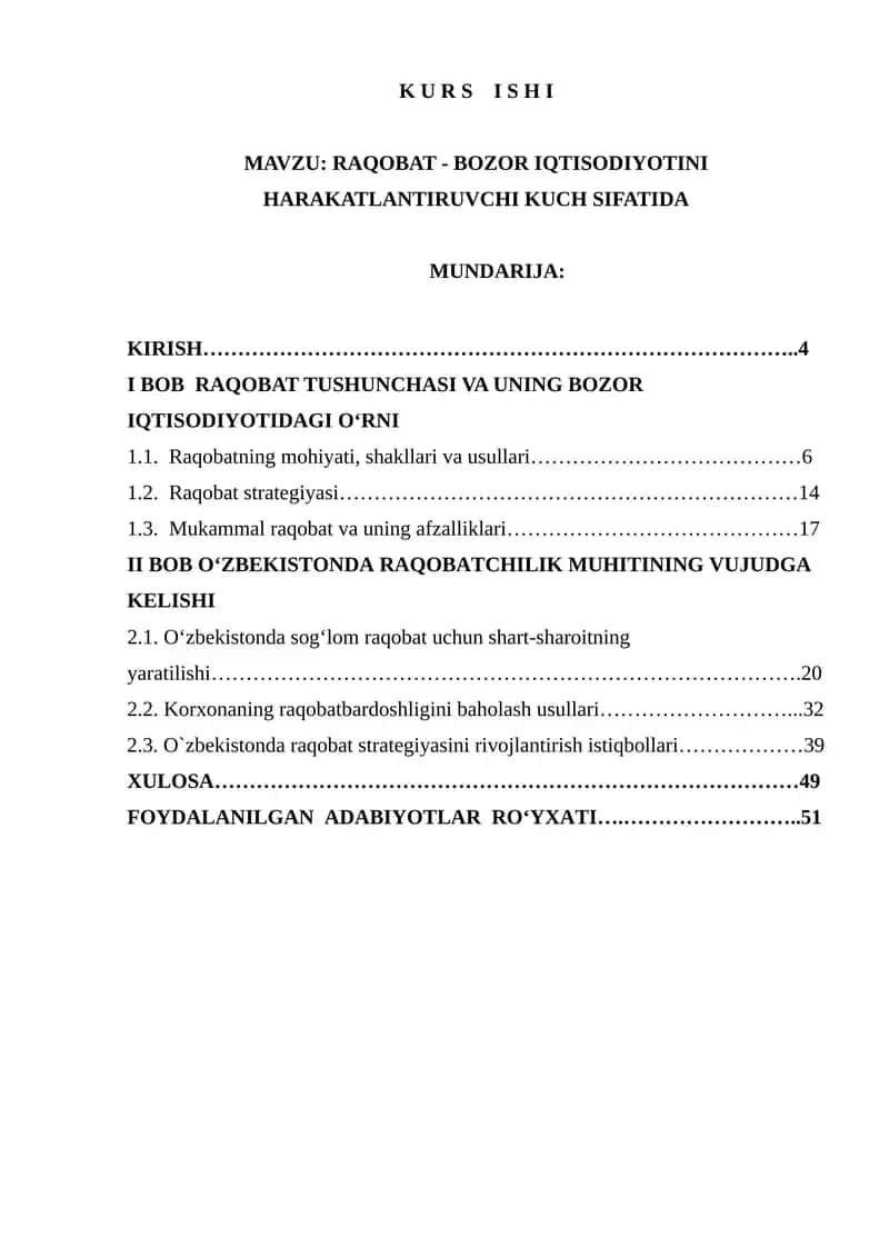 Raqobat - Bozor Iqtisodiyotini Harakatlantiruvchi Kuch Sifatida 1