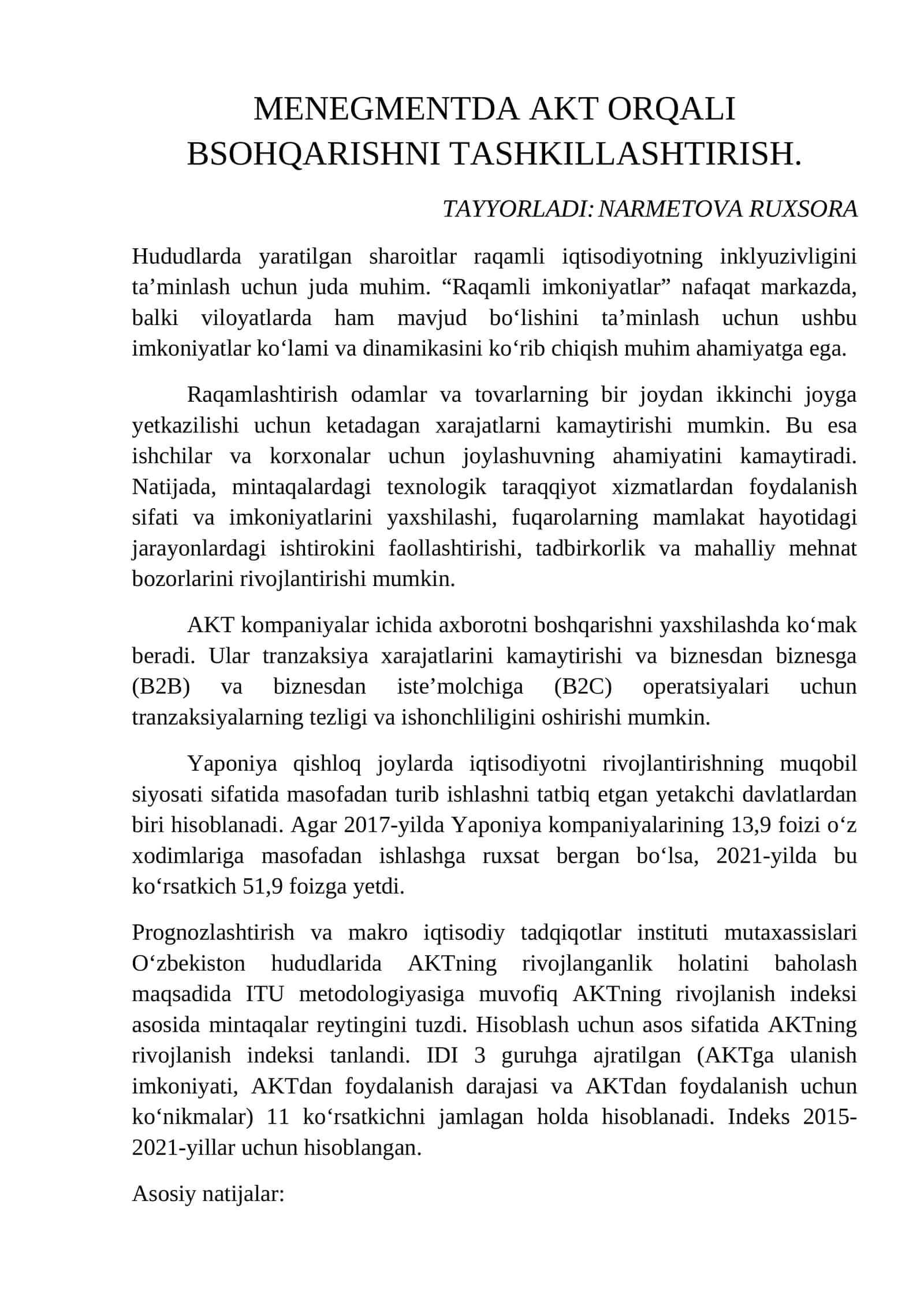MENEGMENTDA AKT ORQALI BSOHQARISHNI TASHKILLASHTIRISH 1