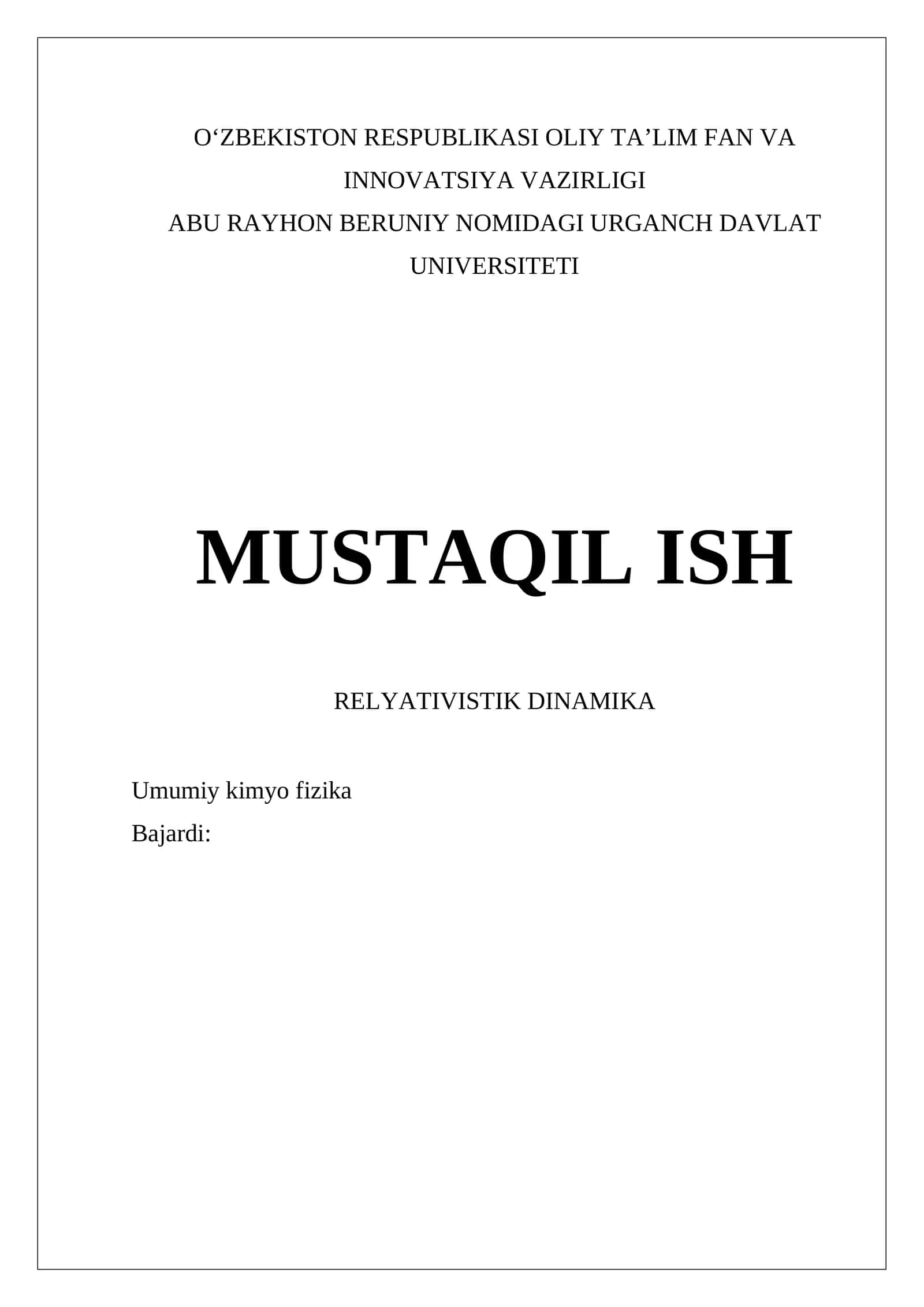 Relyativistik dinamika 1