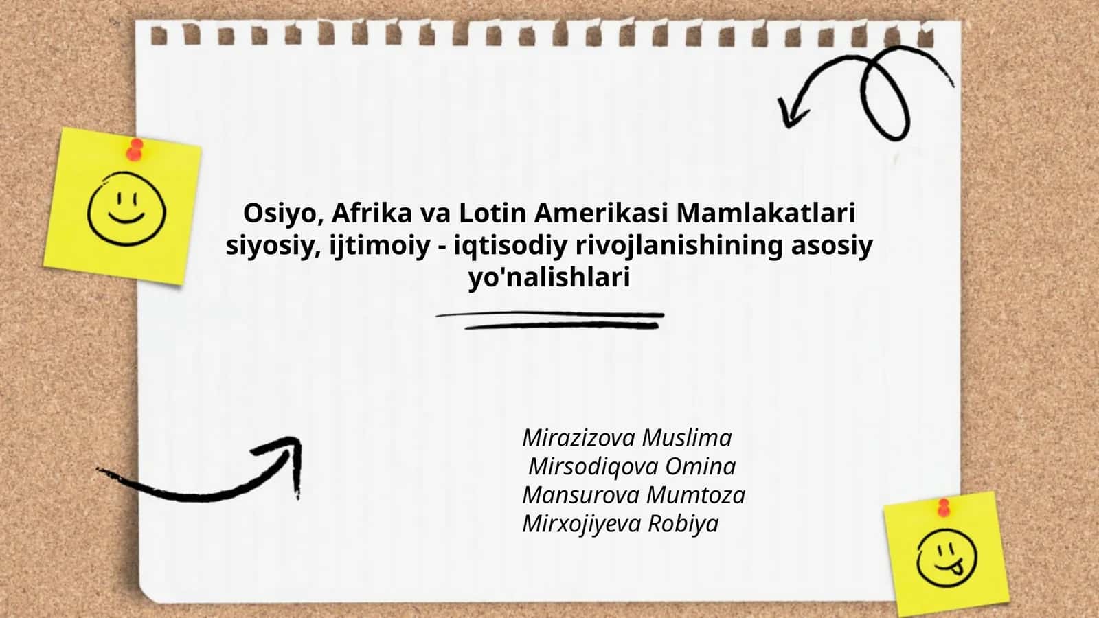 Osiyo, Afrika va Lotin Amerikasi Mamlakatlari siyosiy, ijtimoiy - iqtisodiy rivojlanishining asosiy yo'nalishlari 1