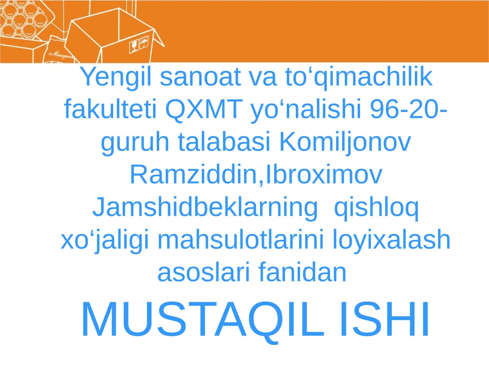 Qadoqlash texnologiyasi va jihozlari 1