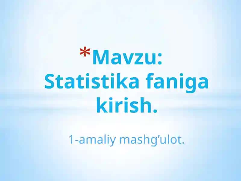 Statistika faniga kirish